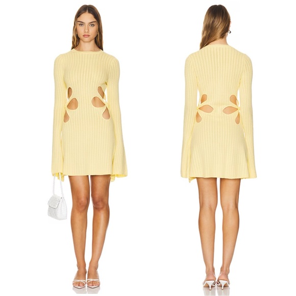 ワンピース The Dallas knit dress size 2 New SAU LEE x REVOLVE Dallas Knit Mini Dress in Yellow | REVOLVE